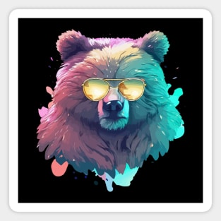 Funny Trendy grizzly bear pastel watercolor splash Magnet